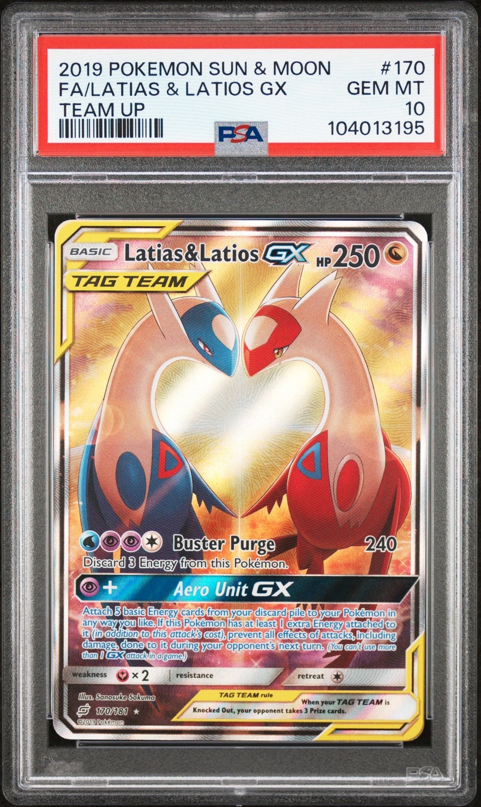 2019 Pokémon Team Up Latios & Latias GX Alt Art #170/181 (Heart)